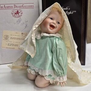 Ashton Drake Jessica Porcelain Baby Doll Mint Green Vintage 1990s Laughing
